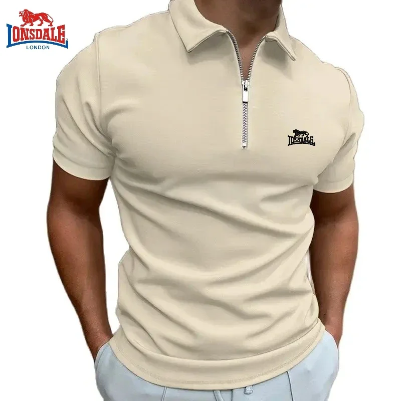 

Summer Men's Exquisite Embroidered Zipper Collar Polo Shirt New Luxury Fashion Leisure Multi Functional Short Sleeved Top