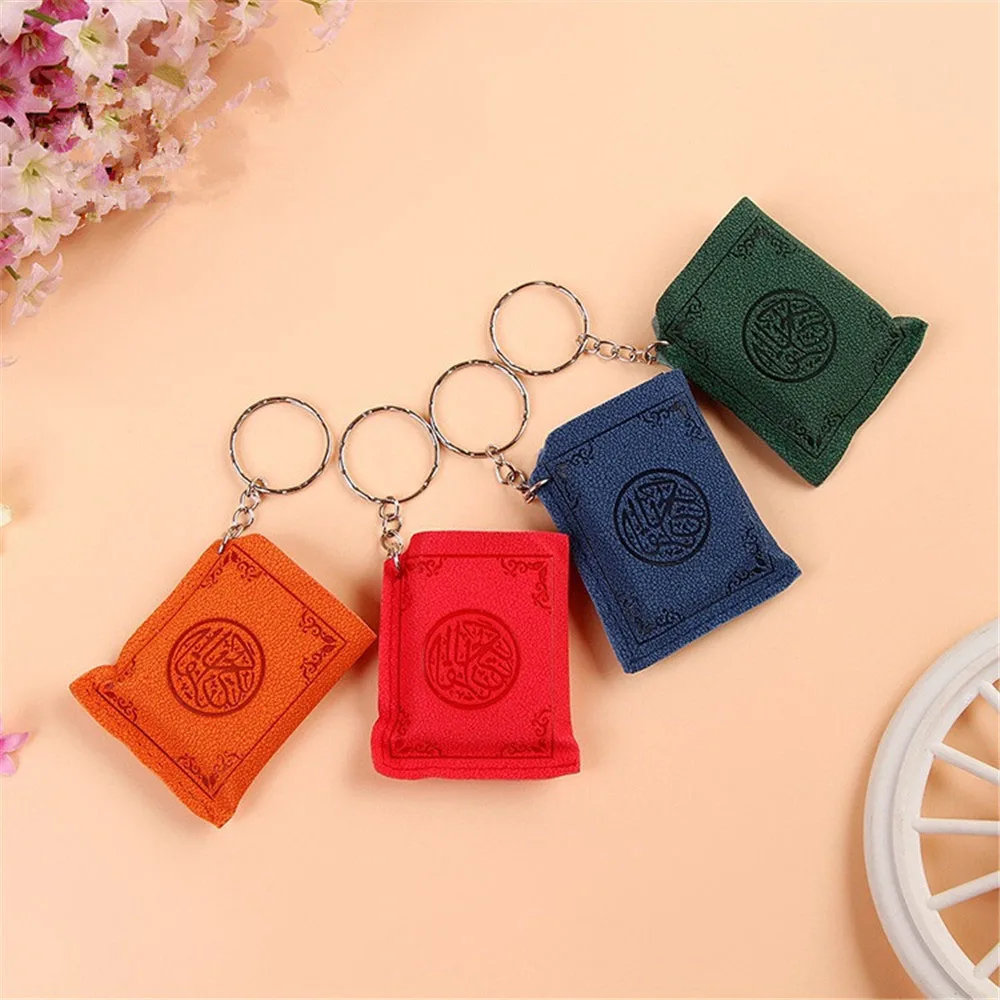 2024 Mini Islamic Muslim Ark Quran Key Chain Ring Car Bag Purse Real Paper Can Read Pendant Charm Religious Christian