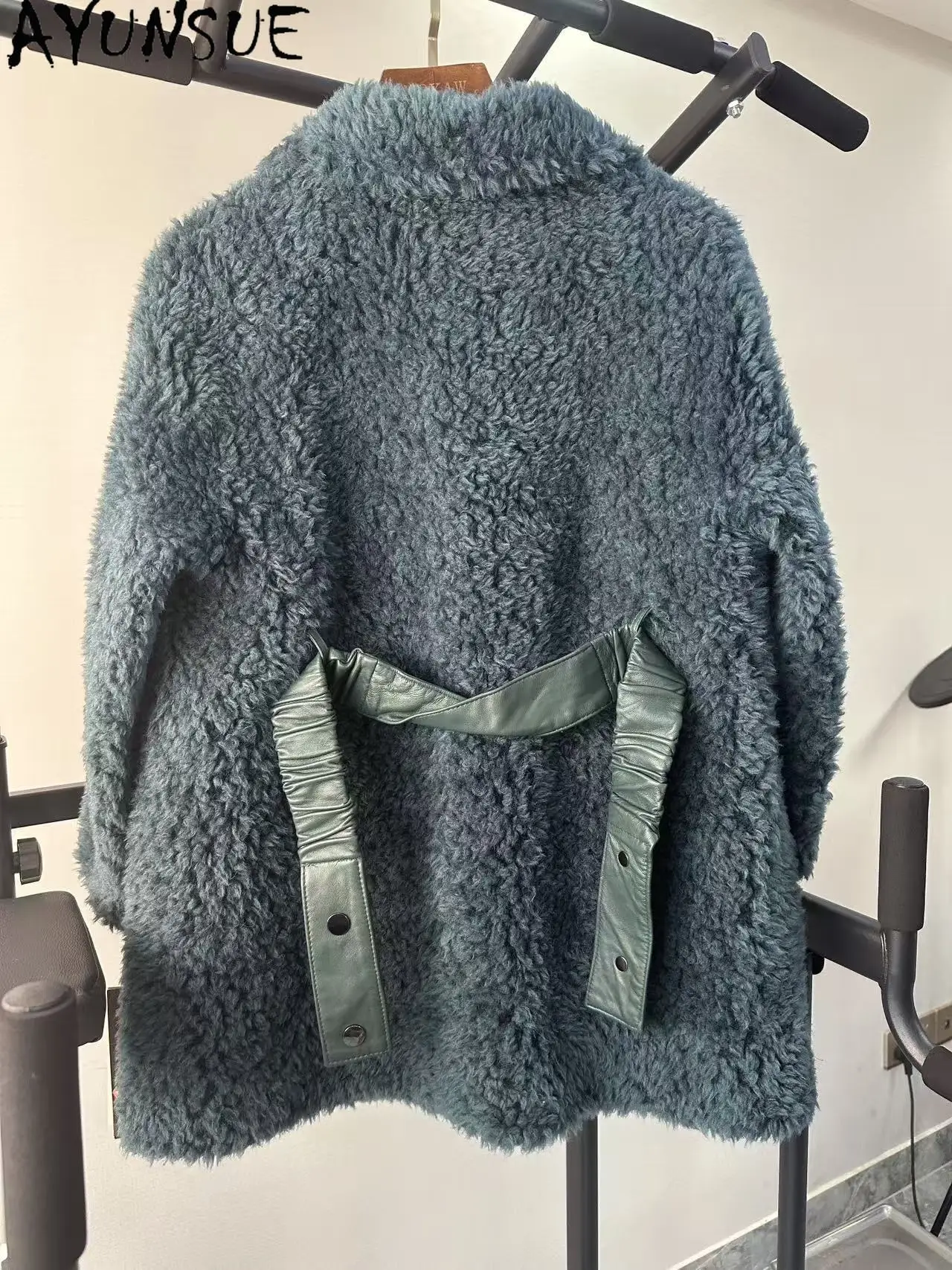 سترة من الصوف الحقيقي من AYUNSUE ملابس شتوية للنساء معاطف نسائية دافئة معطف فريد متوسط الطول تعزيز عيوب صغيرة لا استرداد ولا تبادل #3