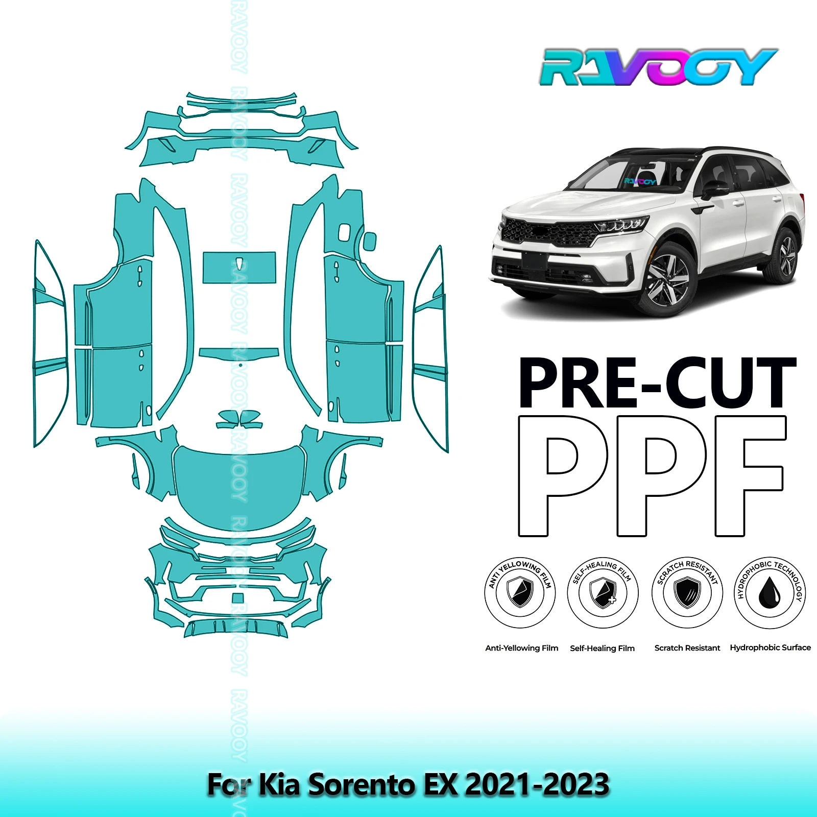 

8.5Mil Full Vehicle Precut PPF Paint Protection Film For Kia Sorento EX 2021-2023