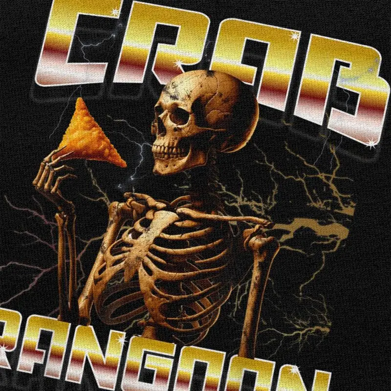 Funny Crab Rangoon Goons Meme Skeleton Tshirt Unisex Short Sleeve Graphic Tee Shirt Summer Loose Oversized Pure Cotton Tee Tops