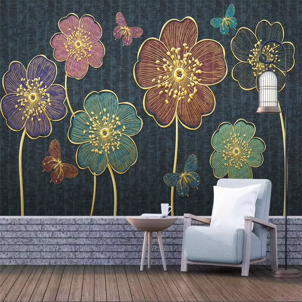 

Custom Embossed Banana Leaf Wallpaper Mural Large Flower Background 3D Wall Paper Home Decor Bedroom Decoration Papel De Parede