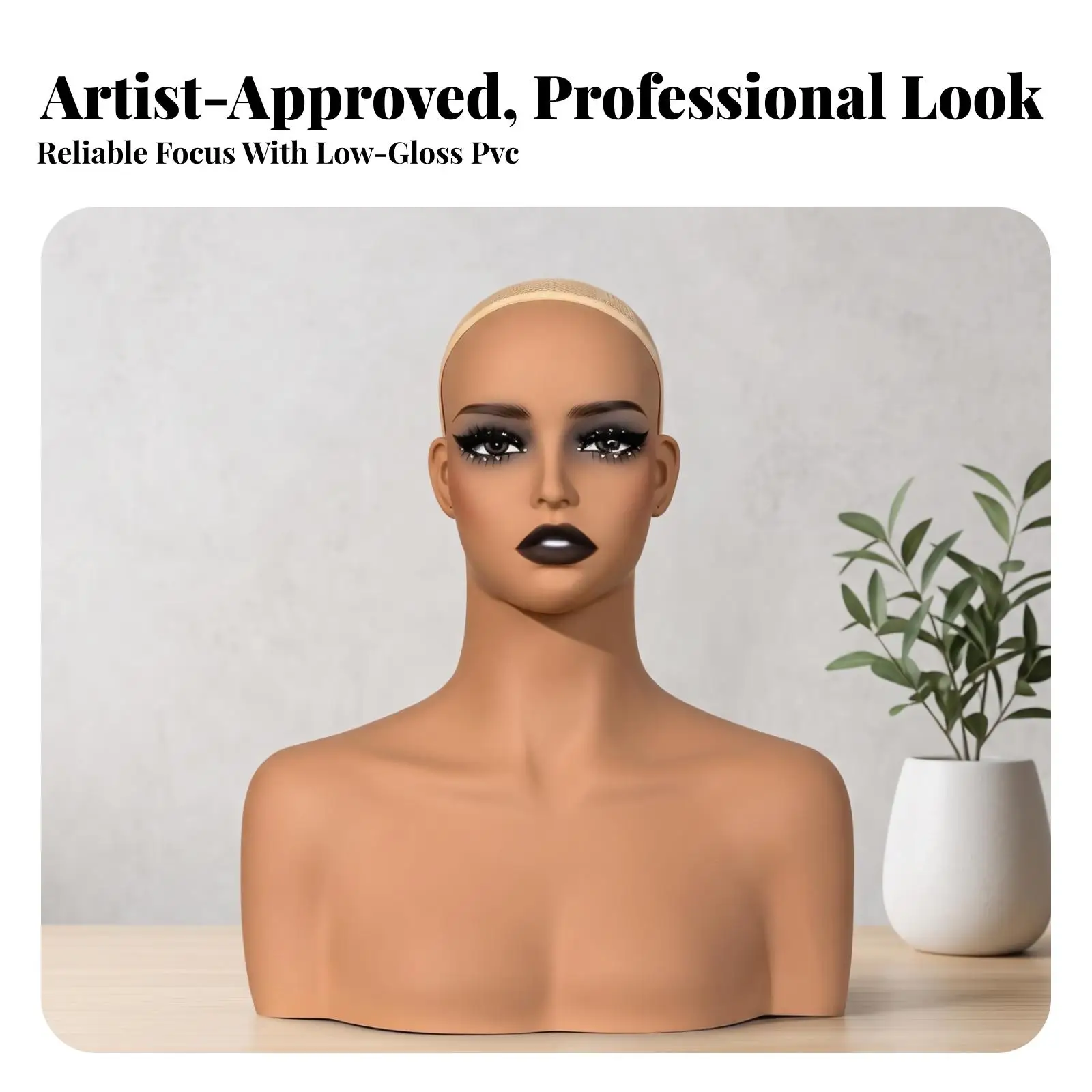Realistic Display Mannequin Head with Shoulders for Wig Hat Scarf Necklace Boutique Styling