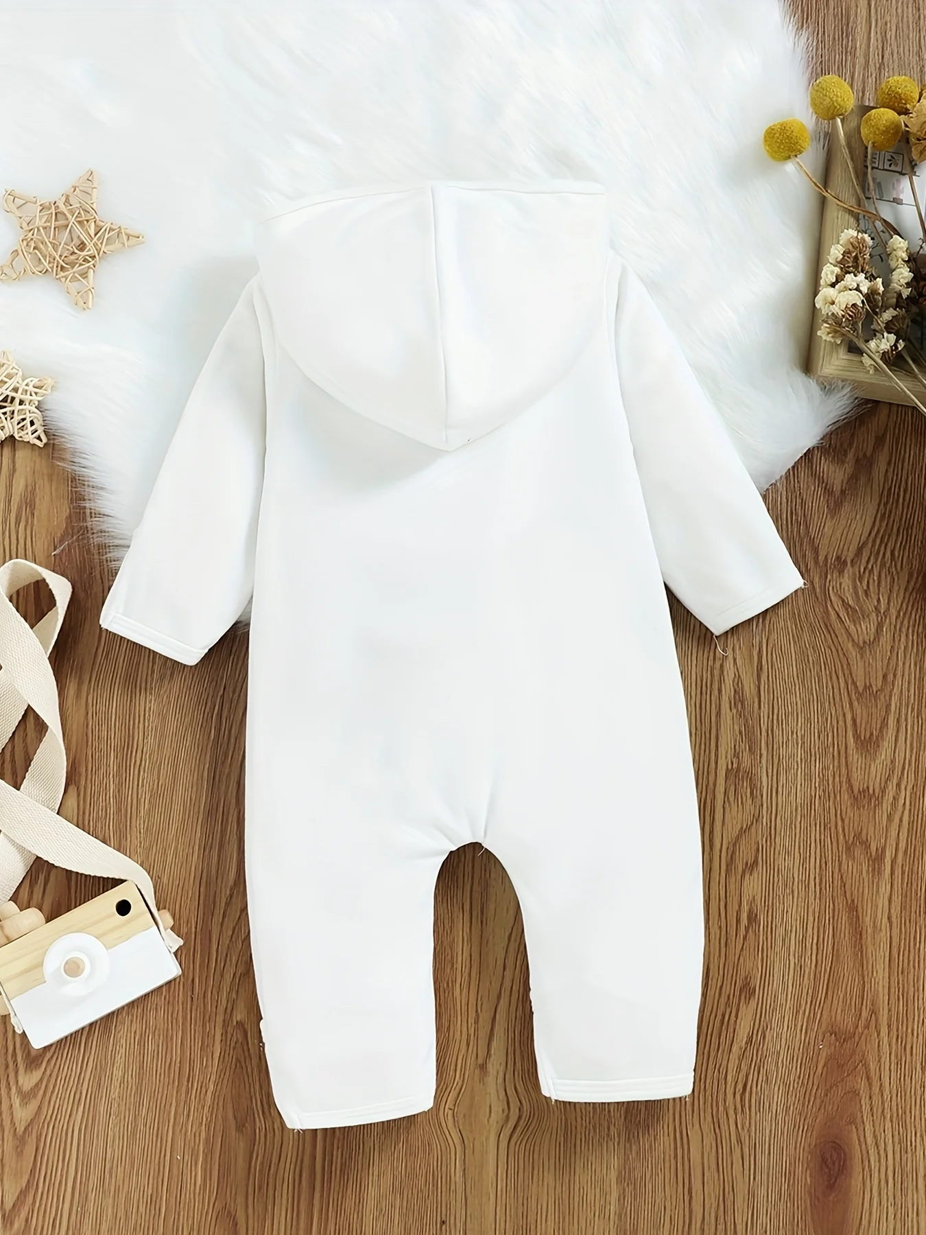 Unisex Baby Romper Autumn Winter Casual Solid Color Button Hooded Onesie for Boys And Girls