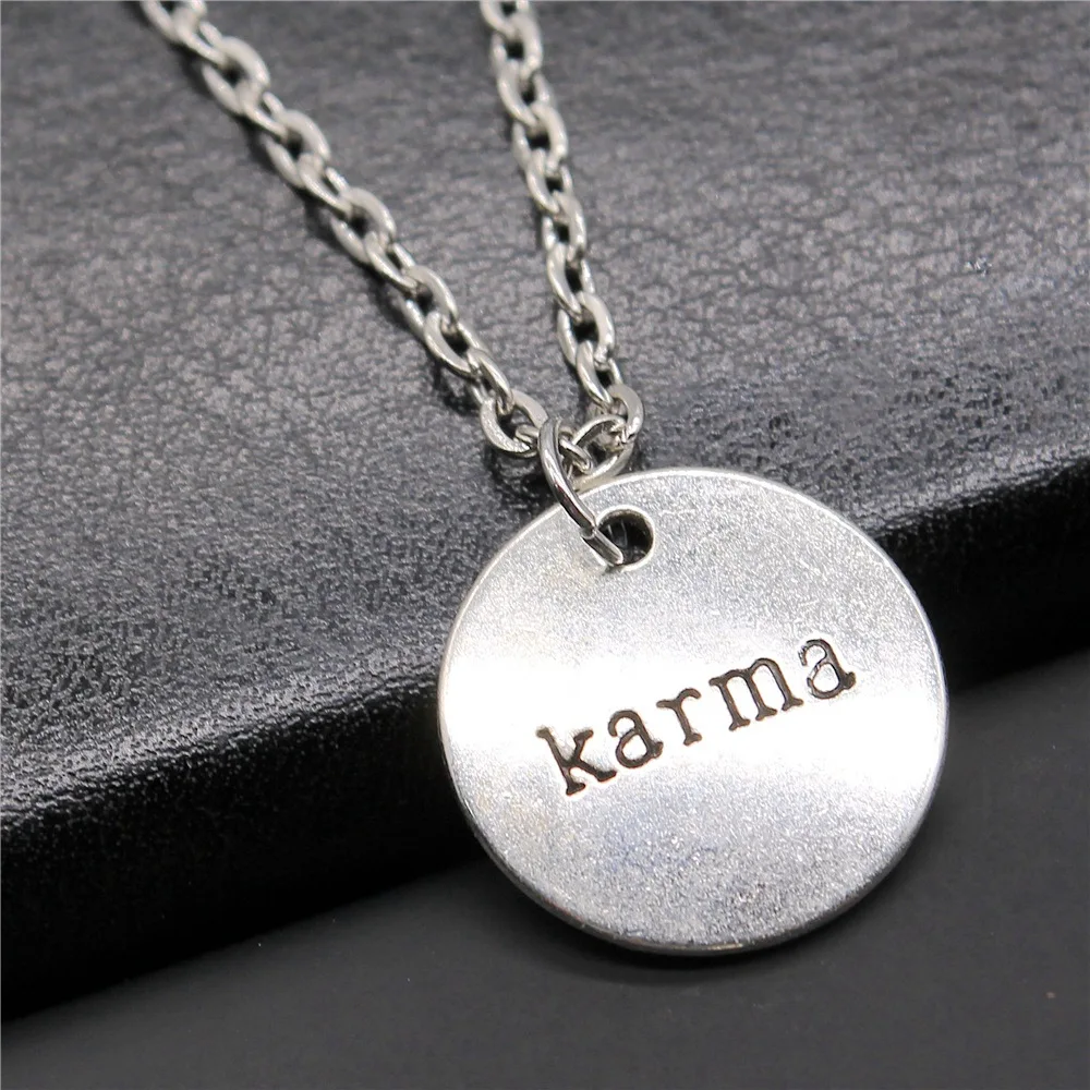 Simple Fashion Vintage 2 Colors 20mm Karma Pendant Necklace Jewelry For Women