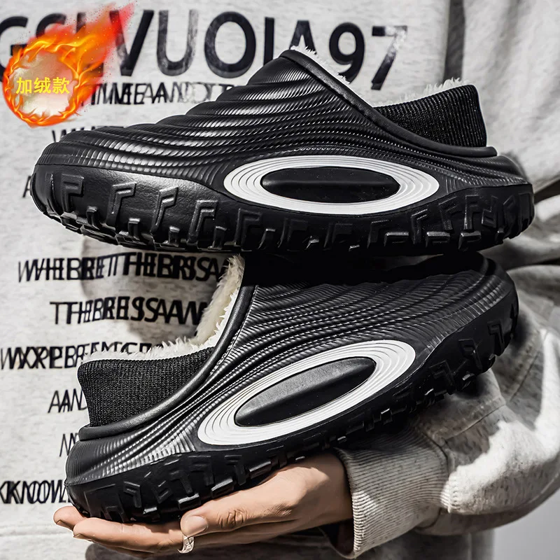 

Large Size Winter New Warm Heel Slippers Anti Slip Warm Cotton Shoes for Couples Simple Comfortable Cotton Slippers Men's Shoes