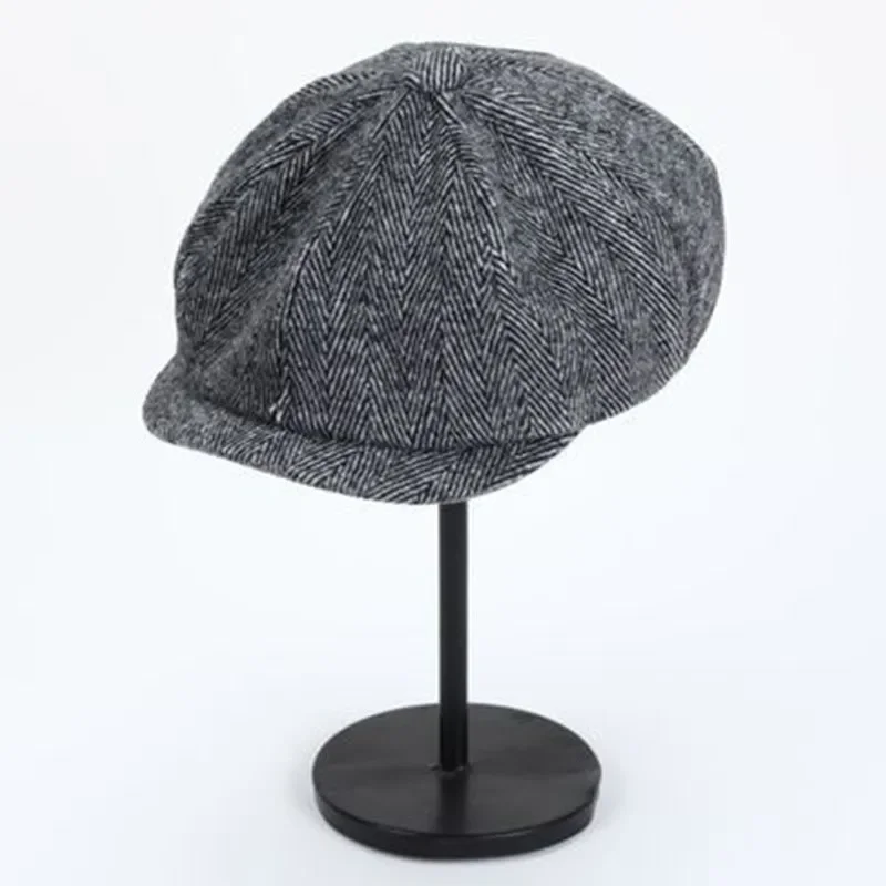 Retro Newsboy Caps Men Octagonal Hats British Painters Hats Autumn Winter Berets Herringbone Flat Caps Hip Hop Berets Gorras image 4