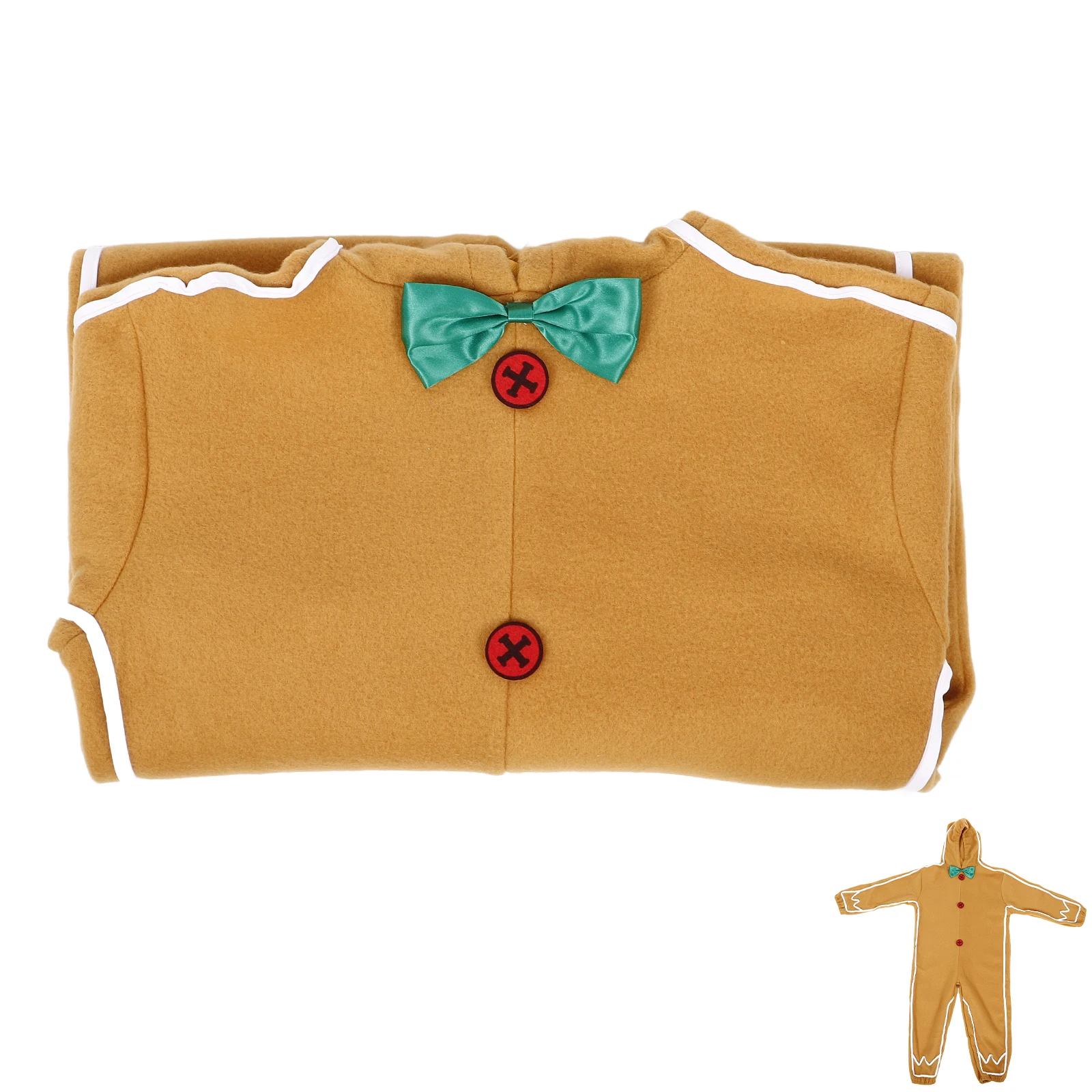 

Gingerbread Man Costume Kids Xmas Party Light Brown Reusable Cosplay Supplies Children Halloween Photo Shooting Role