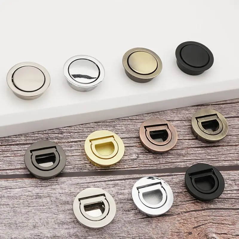 Zinc Alloy Round Flush Pull Ring Handle, 40mm, 42mm, Hidden Recessed Furniture Handle, Cabinet Flush Mount Lifting Ring Handle