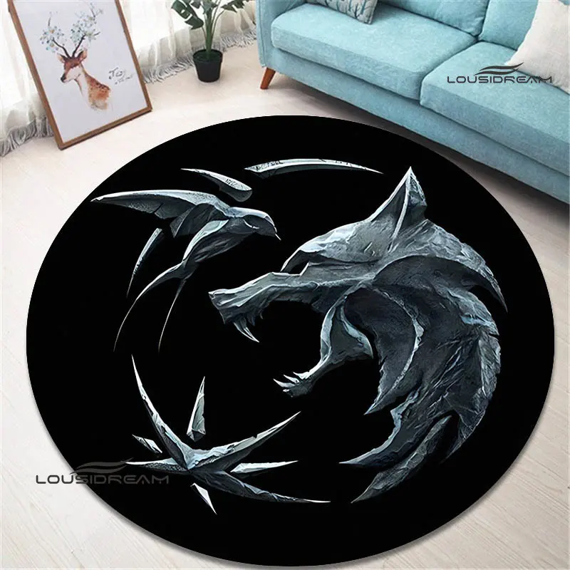 W-Witcher game logo printing Round carpet Non -slip carpet living room bedroom beautiful carpet photography props birthday gift