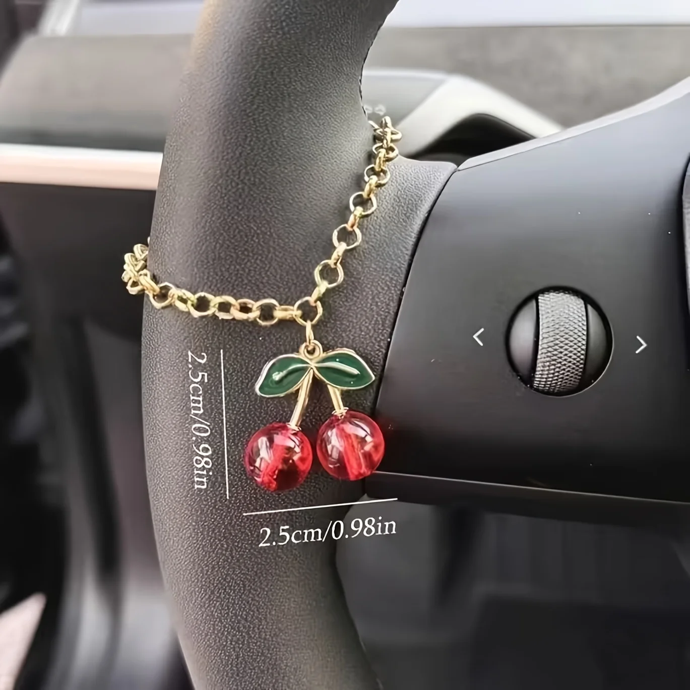 Sweet Cherry Car Steering Wheel Pendant Hanging Chain Accessory Cherry Steering Wheel Protection Jewelry