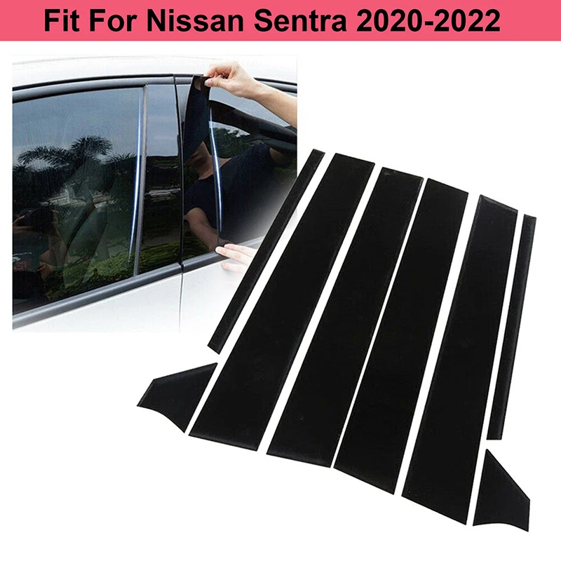 Glossy Black Car Sticker Door Window Trim Pillar Posts Molding Cover Fit For Nissan Sentra 2020 2021 2022 Auto Replacement Parts