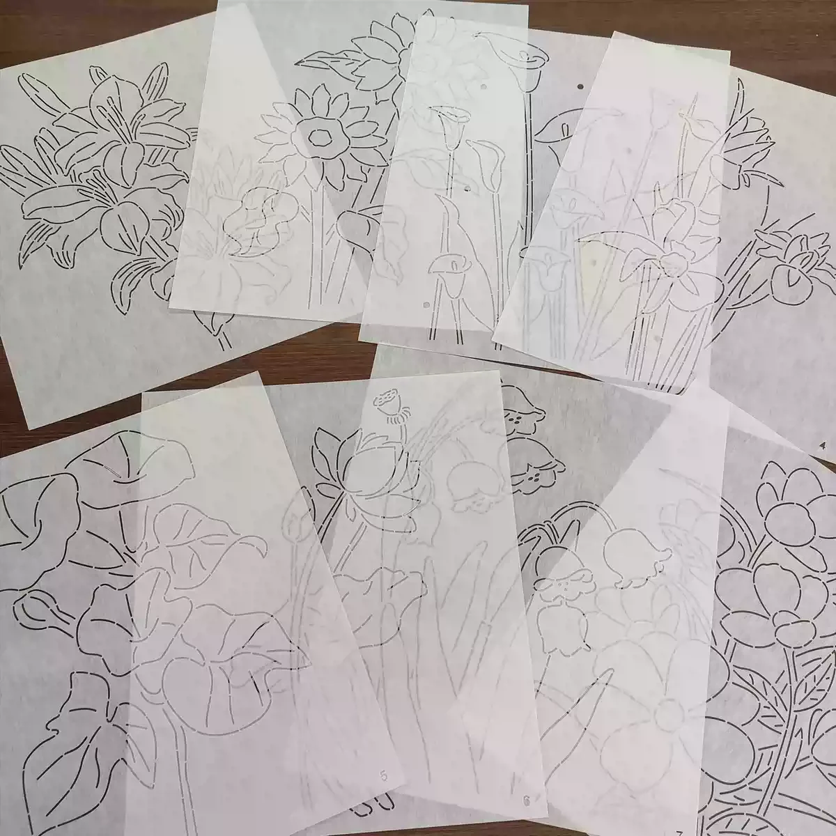 12design large flower Embroidery Stencil Sashiko Quilting Templates Reusable PET formwork for Embroidery fabric drawing tool