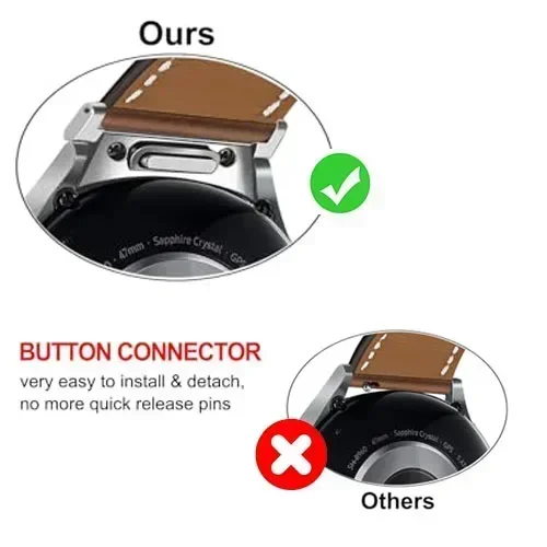 No Gaps Strap for Samsung Galaxy Watch 6/5/4 40mm 44mm 5Pro 45mm Leather Quick Fit Band for Watch 6/4 Classic 47 43mm 46 42mm