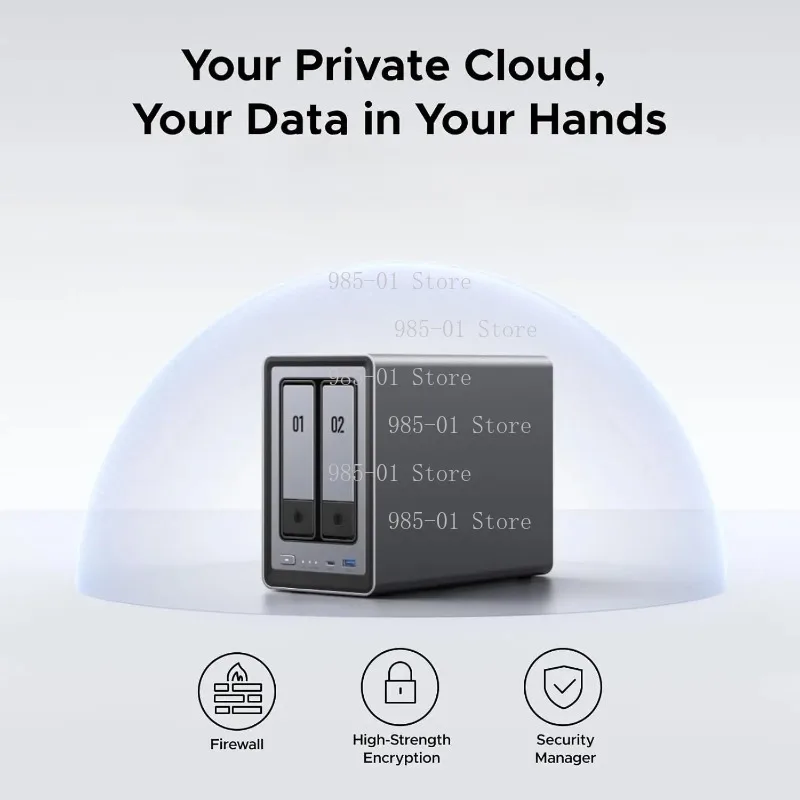 Quad Core Intel N100 Desktop NAS, 2 Bay Diskless Network Attached Storage with 4K HDMI, 8GB DDR5 RAM
