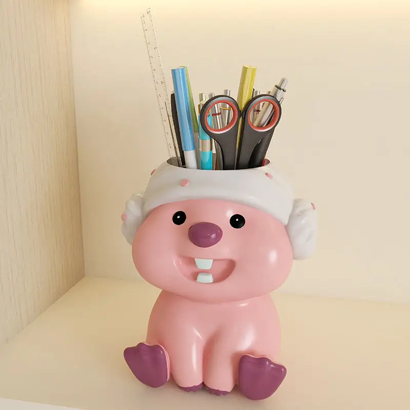 Miniso Little Beaver Loopy Cartoon Cute Storage Box Creative Kawaii Large Capacity Pen Holder Model Multifunctional Ornament