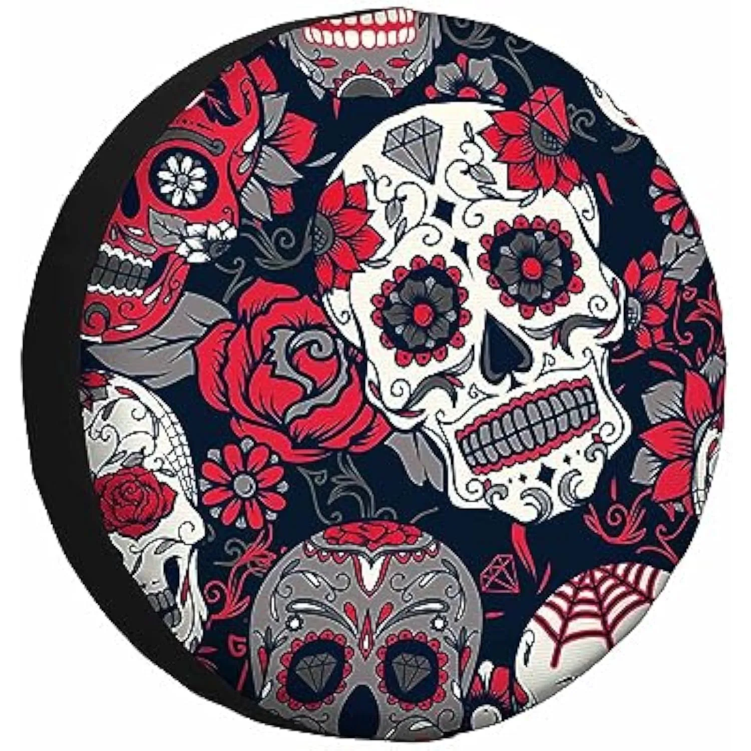 

Чехол для запасного колеса Sugar Skull с цветочным узором в стиле Дня мертвых, универсальный, всепогодный, для колеса автодома