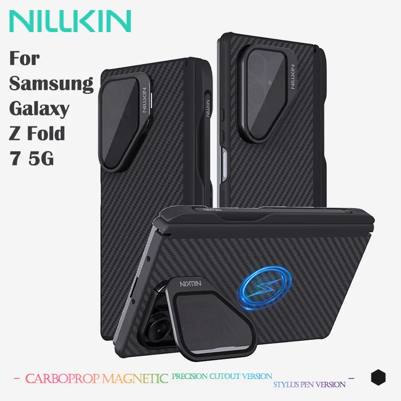 For Samsung Z Fold 7 5G Case, NILLKIN CarboProp, Ultra-Thin Aramid Fiber, Magnetic Stand + Precision Buttons, Stylus Pen Slot