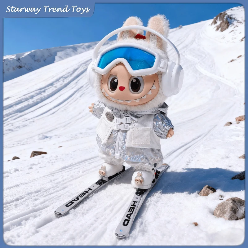 

Комплект одежды для плюшевой игрушки Labubu 3-го поколения, 17 см: зимний лыжный костюм (куртка с капюшоном, шорты, очки, наушники) – коллекционный подарок