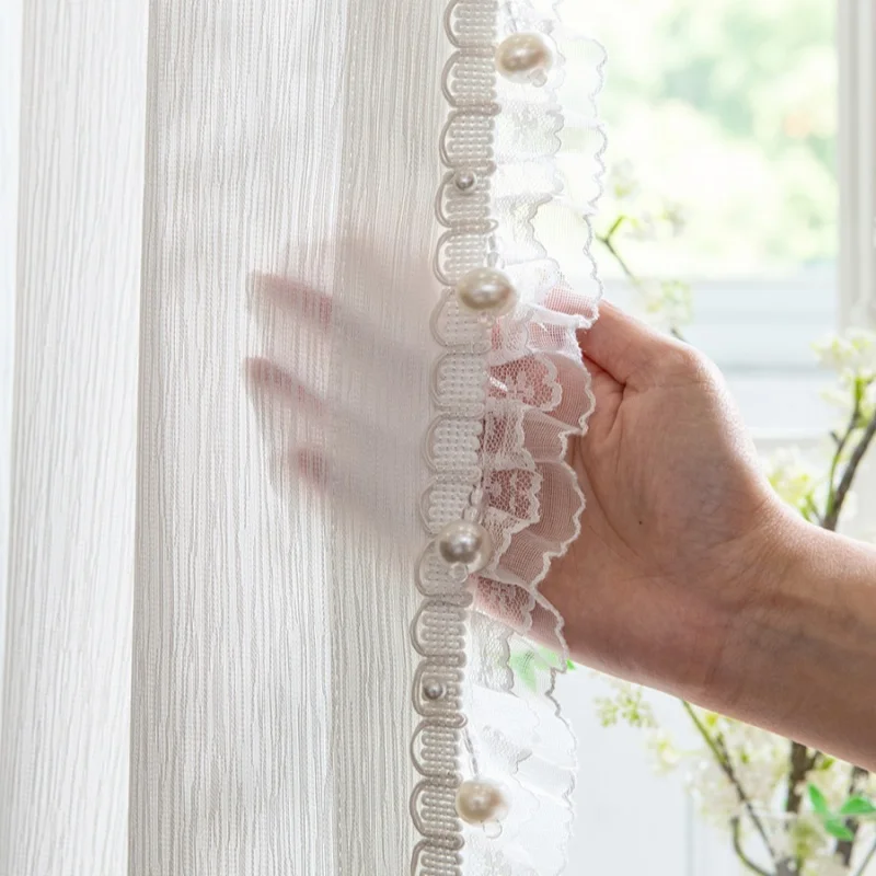QGVLish 6M/lot Pearl Beads Curtain Tassel Fringe Lace Trim DIY For Sofa Stage Valance Edge Decor Ribbon Belt Curtain Accessories