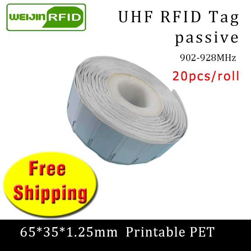 

UHF RFID Ultrathin metal tag 915m 868m MR6P 65*35*1.25mm EPC 6C 20pcs free shipping IT fixed assets small printable passive tags