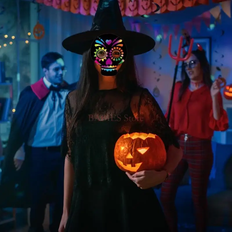 C9GB Zestaw 6 kolorowych magicznych masek do zdrapywania na uroczystości Halloween i rękodzieło