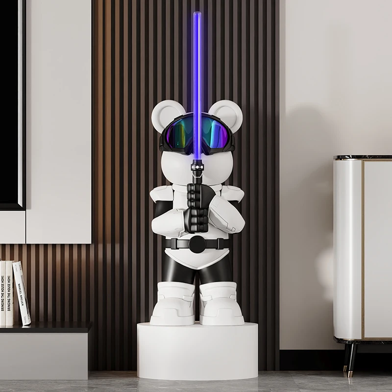 Home Decor Lightsaber Bear Statues Floor Decoration Living Room Large Sculpture Ornaments Housewarming Gift Office Animal Statue