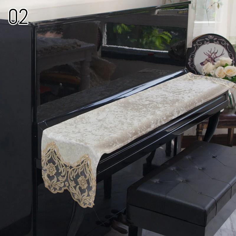 European Piano Keyboard Dustproof Cover Cloth Modern Lace Printing Velvet Electric Piano Towel Furniture Protection Cover