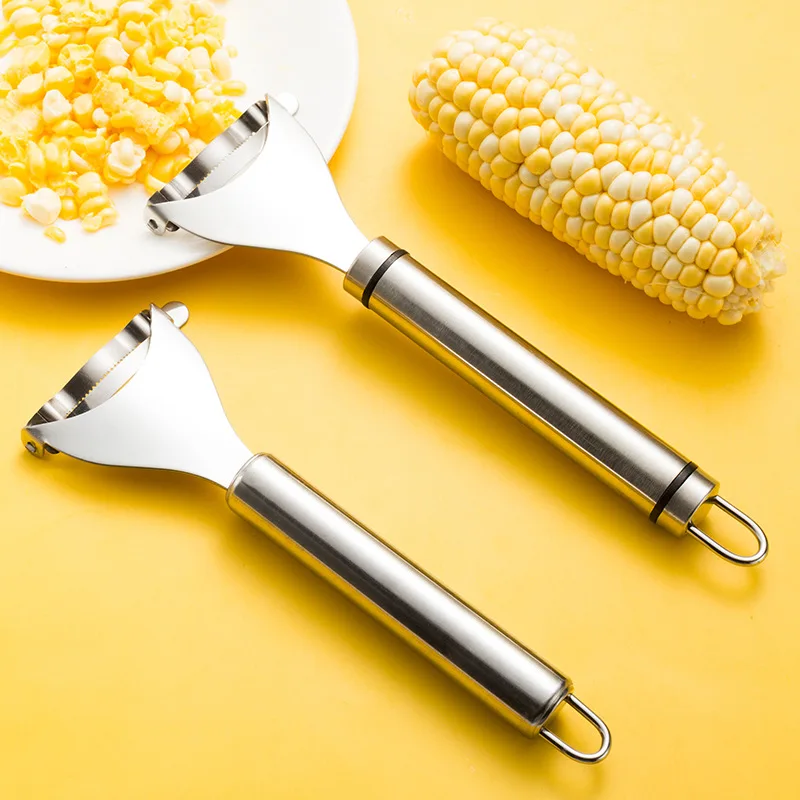 Stainless Steel Corn Stripper Cutter Corn Shaver Melon Fruit Planing Sheller Hook Handle Thresher Home Kitchen Corn Peeler Tools