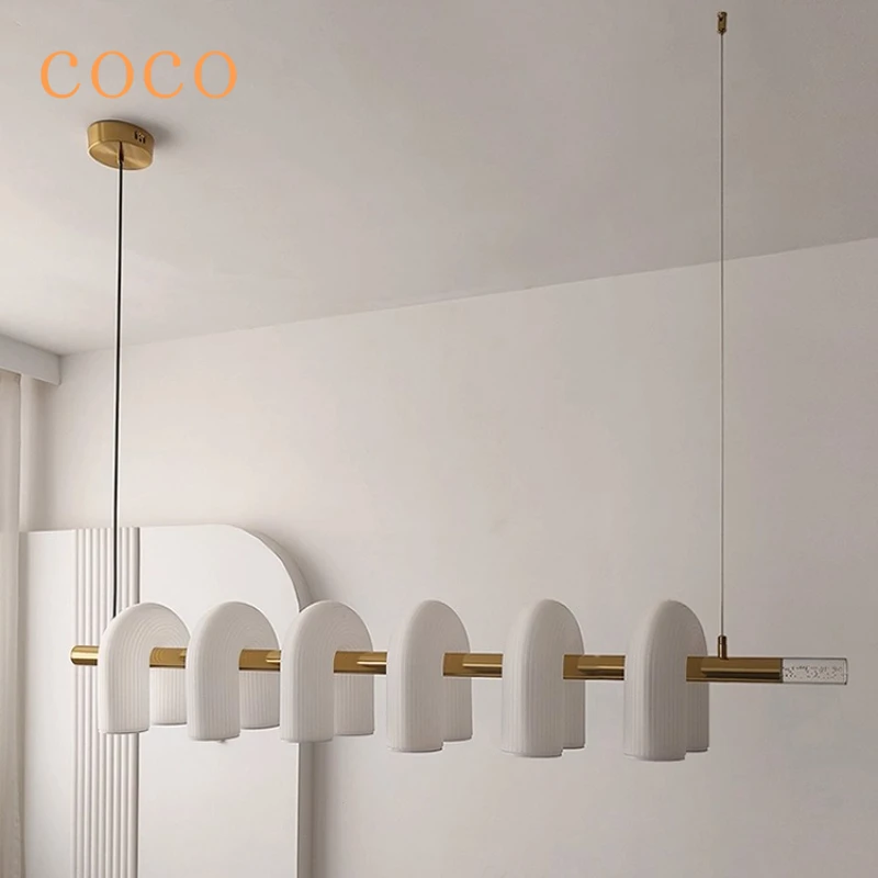 

Modern personalized creative U-shaped white glass dining table pendant light LED Nordic home decoration indoor lighting