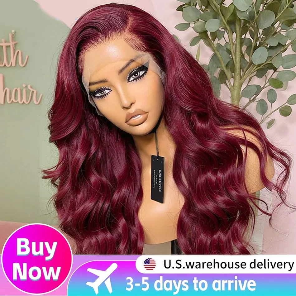 

250 Density 13x6 HD Lace Frontal Human Hair Wig 99j Body Wave Burgundy 13x4 Red Lace Front Wigs Human Hair Brazilian Lace Wigs