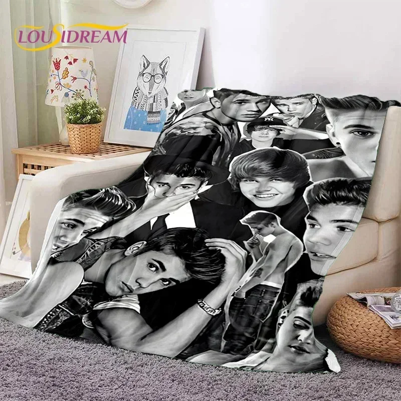 3D Justin Bieber Idol Singer Soft Flannel Blanket for Beds Bedroom Sofa Picnic,Throw Blanket for Cover Outdoors Leisure Nap Gift