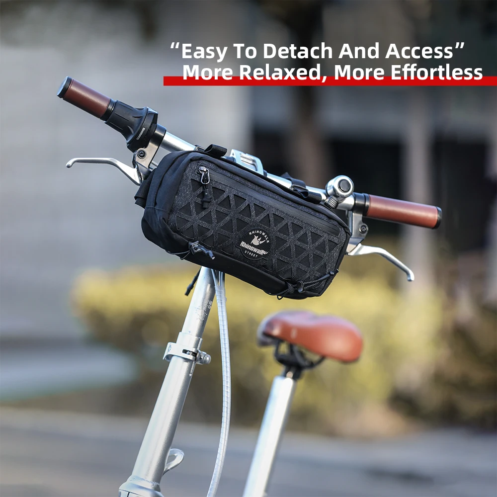 حقيبة مقود الدراجة Rhinowalk حقيبة تخزين أمامية للدراجة لجميع أنماط الدراجة مع تثبيت الأشرطة والمقصورات الصغيرة الداخلية