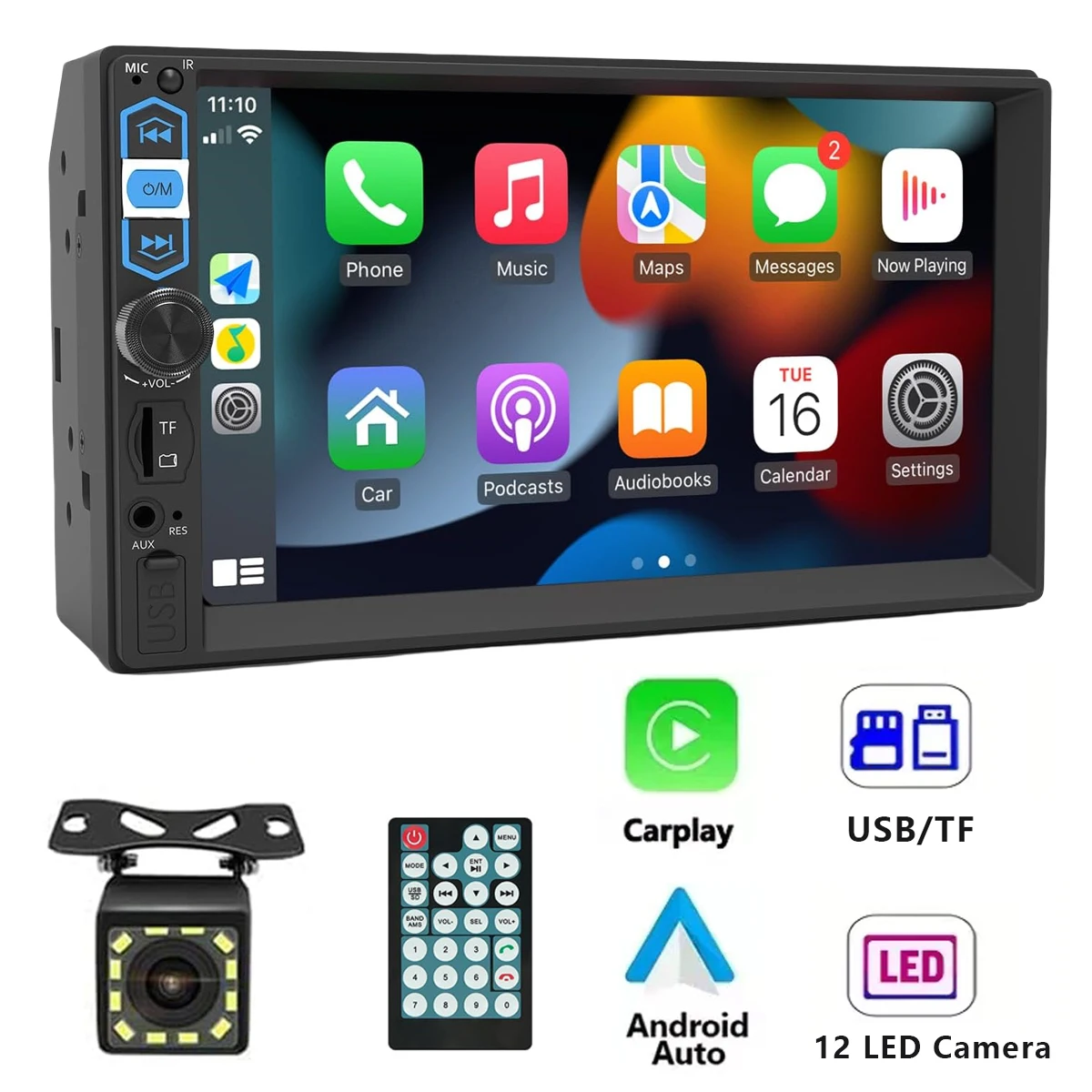 

High Quality 7 Inch Car Radio 2 Din HD Touch Screen CarPlay Android Auto Car Stereo with Backup Camera Bluetooth Navigation FM