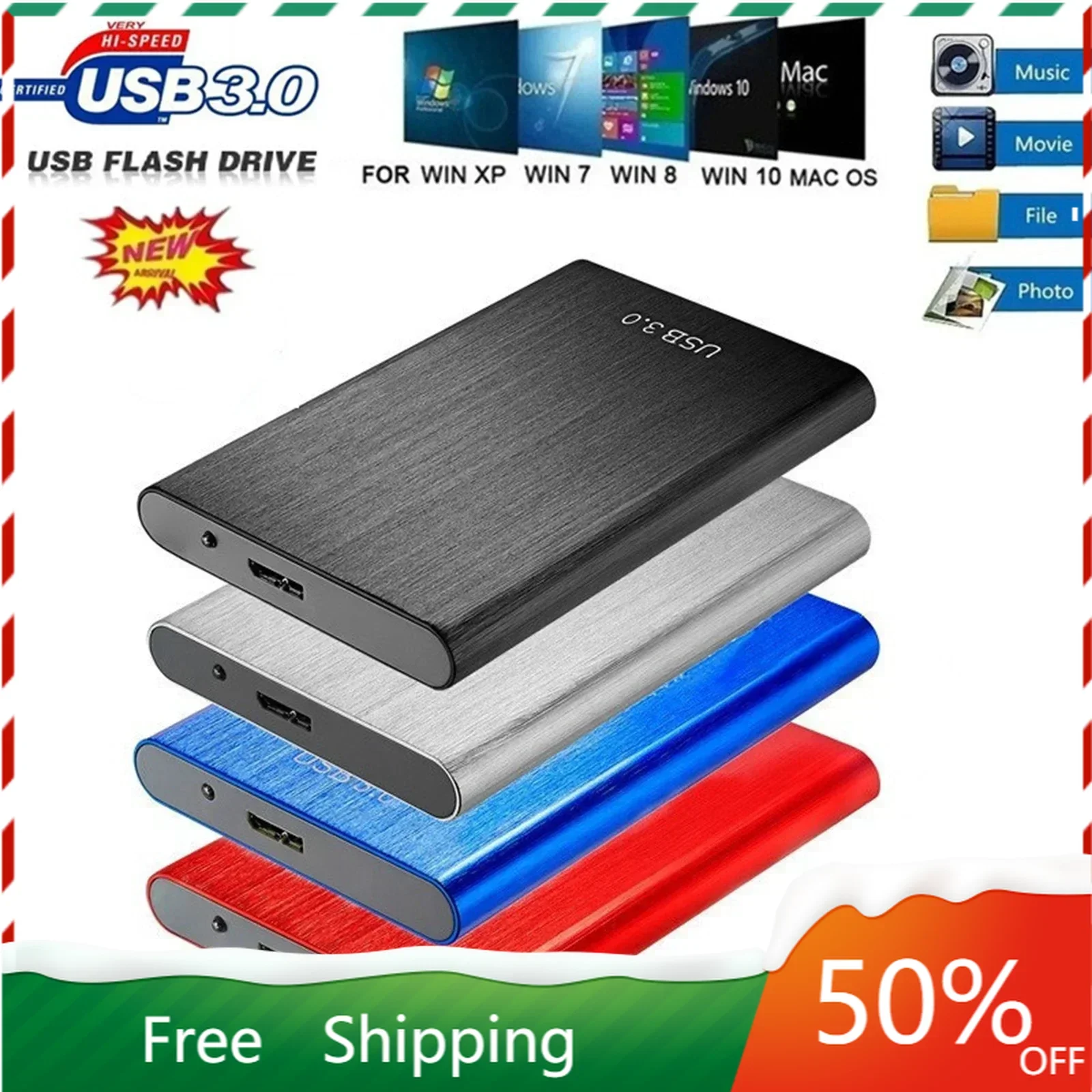 USB 3.1 8TB SSD External Hard Drive Hard Disk for Desktop Mobile Laptop Computer 3600rpm Speed Type-C Storage Memory Stick