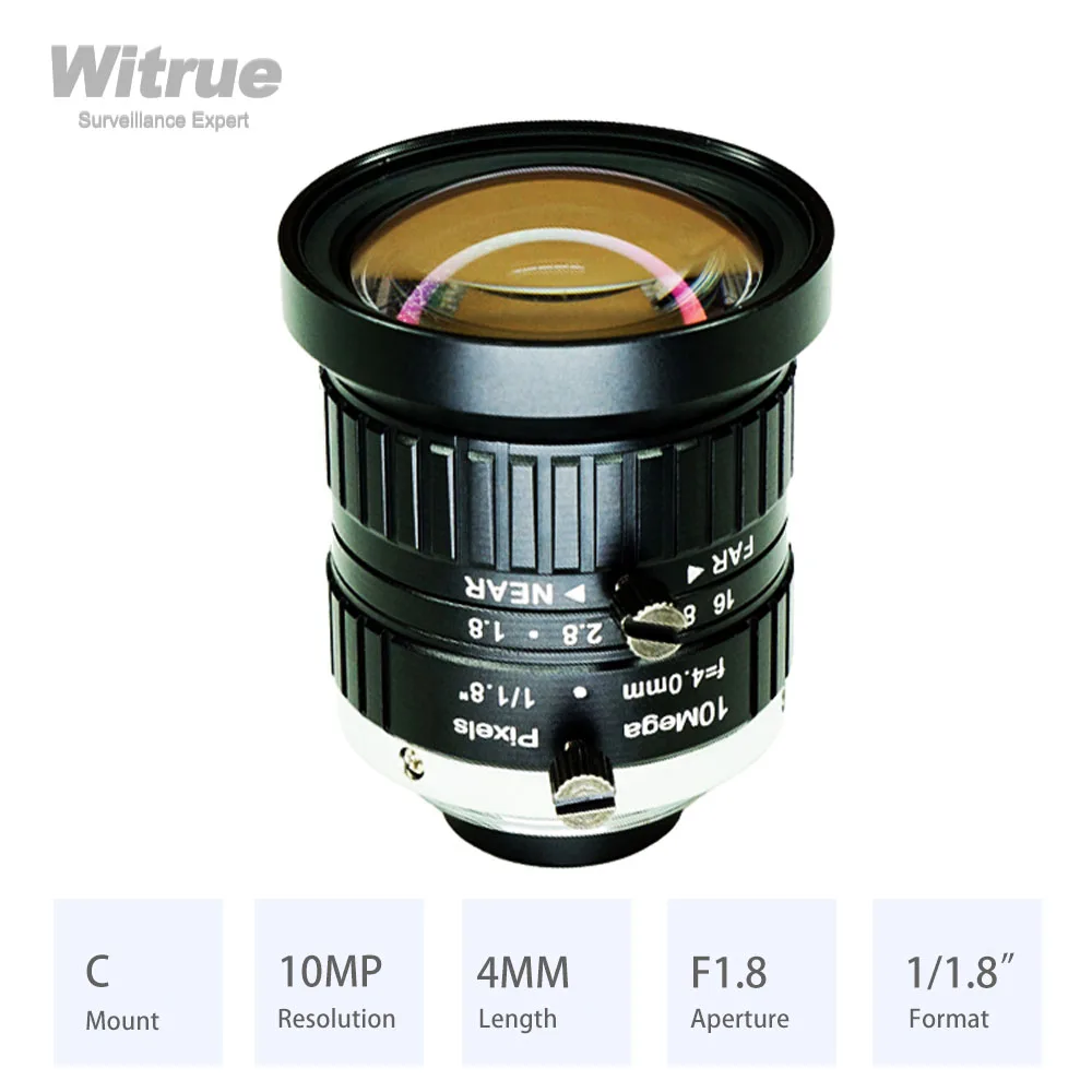 Witrue HD obiektyw 4K 10MP C do montażu na 4MM Aperture na F1.8 Format 1/1.8 