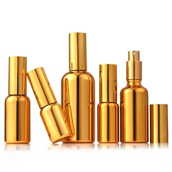 금 도금 화장품 스프레이 병, 유리 에센셜 오일 병, 로션 메이크업 리필 가능 병, 5ml-100ml