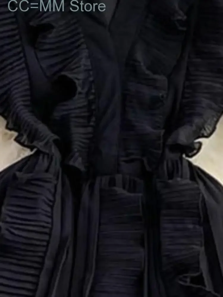 Nieuwe zoete stijl lange jurk voor dames V-hals Fly-mouwen A-lijn effen kleur hoge taille jurken lente zomer