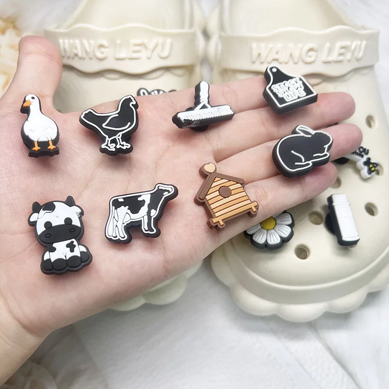 Sale 1-16pcs PVC Farm Tools Shoe Charms Sports  Slipper Accessories Garden Small animals Shoes Buckle Ornament For Party favors