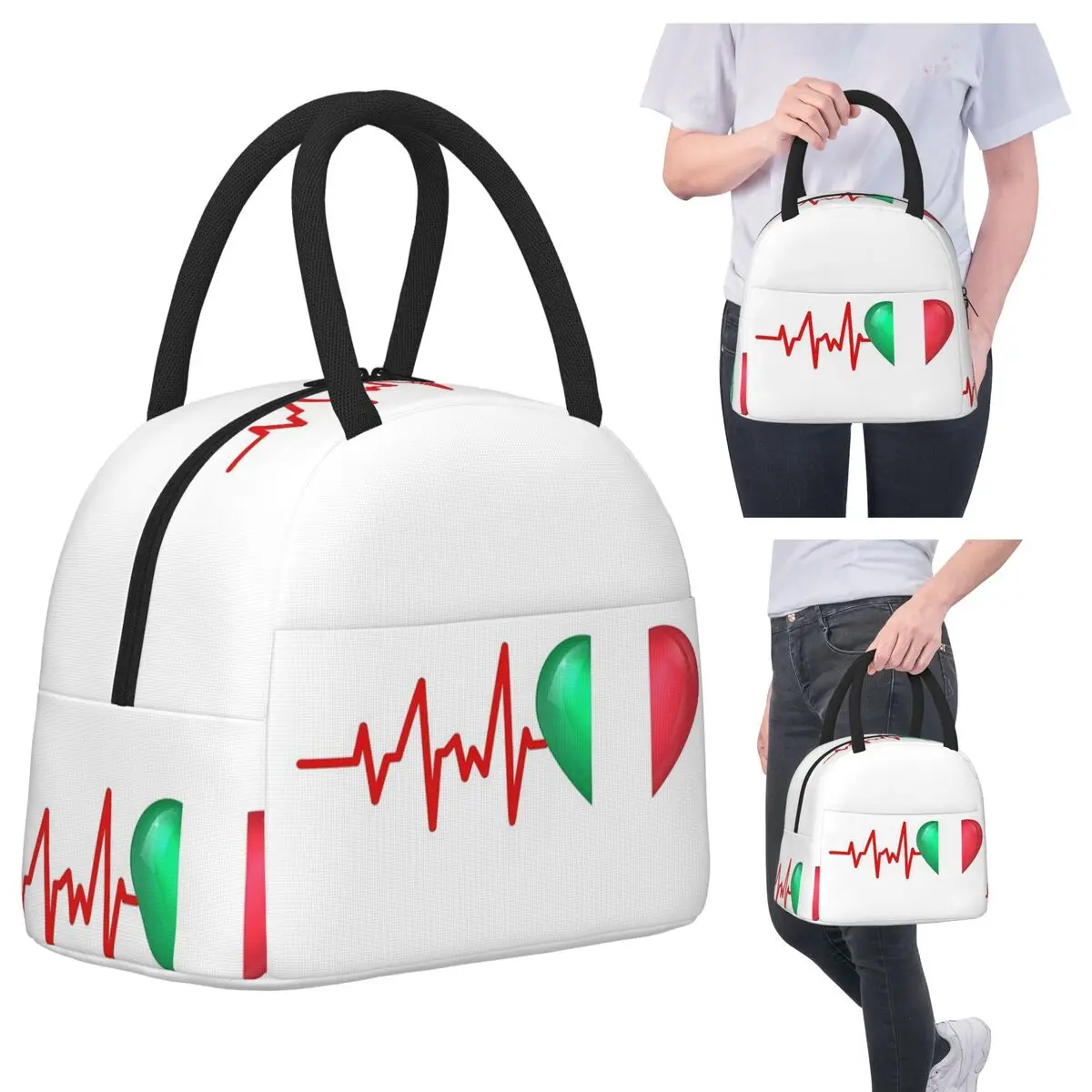 

Heartbeat Италия Итальянский флаг ЭКГ Изолированная сумка для обеда для женщин Кулер Термальная коробка для еды Сумка Герметичные коробки для завтрака Контейнер