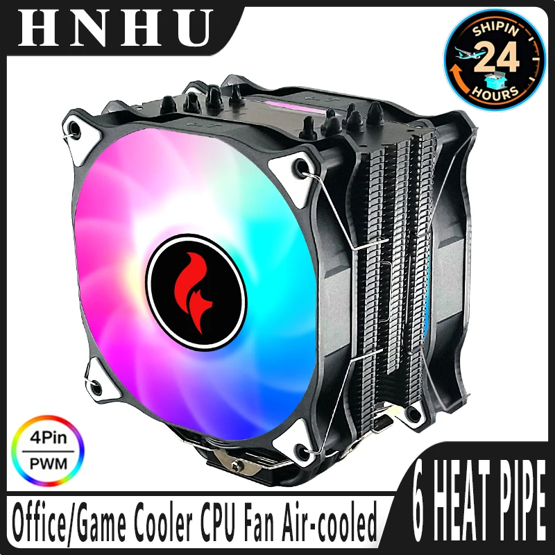 

HNHU PC Black Themed Radiator 6 Heat Pipe CPU Cooler Fan 120mm Compatible Intel LGA2011-3 2066 x79 x99 1200 1700 115x AM3 AM4 E5