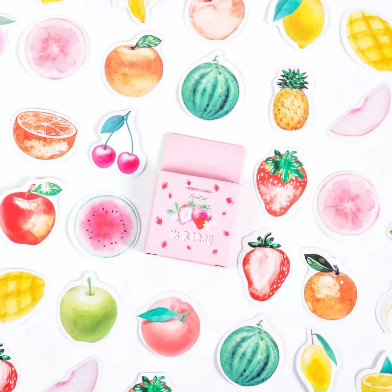 46pcs Fruit Sticker Watermelon Mango Summer Cherry Stationery Decoration Scrapbook Diary Album Planner Decoration Sticker