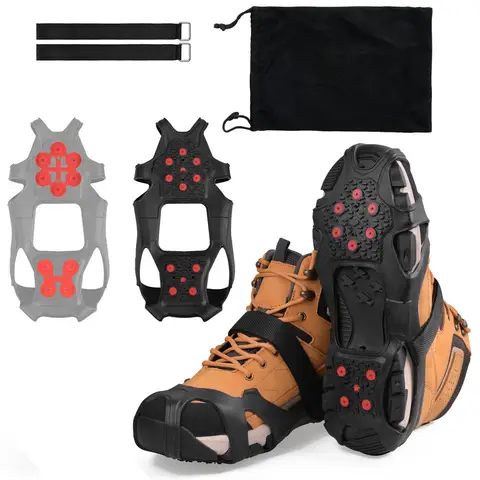 신발 및 부츠용 아이스 클리츠 텅스텐 스틸 10 스터드 대형 사이즈 미끄럼 방지 크램폰 하이킹 부츠용 눈 신발 여성/남성용 신발 및 부츠용 아이스 클리츠 텅스텐 스틸 10 스터드 대형 사이즈 미끄럼 방지 크램폰 하이킹 부츠용 눈 신발 여성/남성용