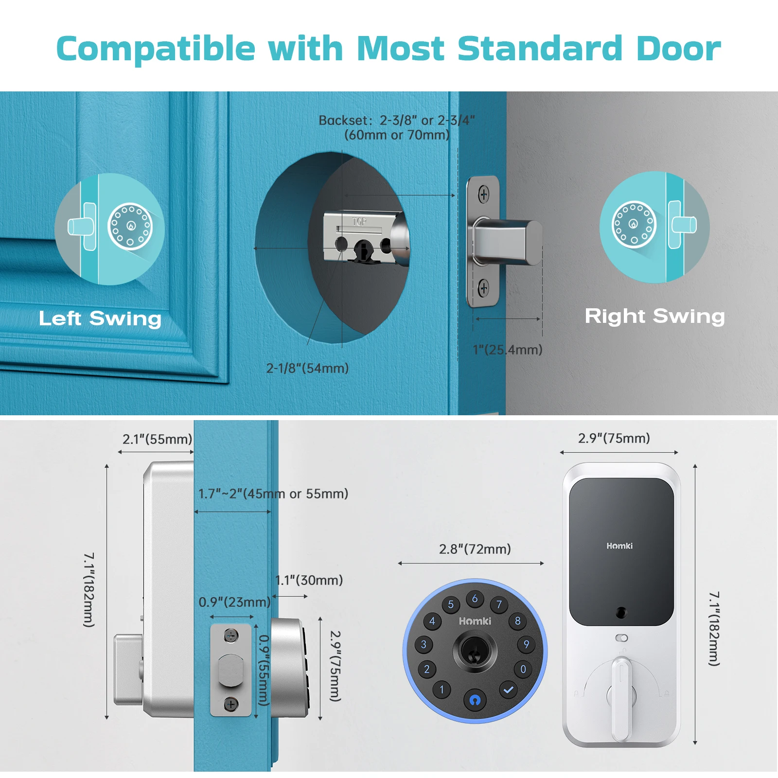 RAYKUBE HK01 Tuya Bluetooth Smart Deadbolt Locks Electronic Door Lock APP Auto Lock Delay with Keypads Password/ App /Key Unlock