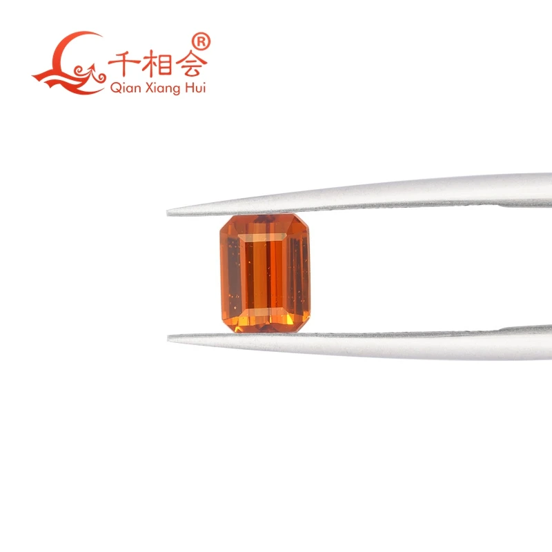 1.06ct emerald  shape Natural Florencite Vivid Orange Fanta Garnet Spessarite Garnet Loose Gemstone GRC certificated