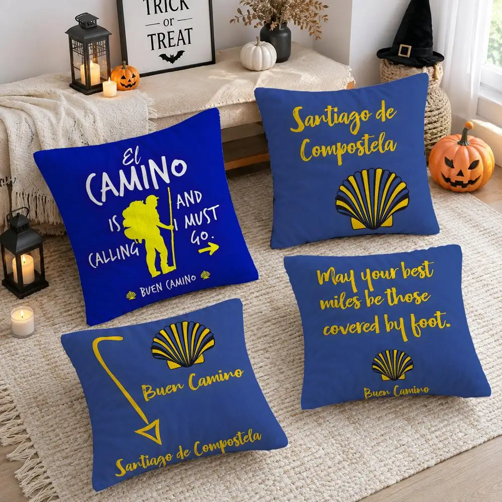 C-Camino De Santiago Cushion Cover Plush Decorative Pillow Case With Hidden Zipper Cutecore Room Decor For Home