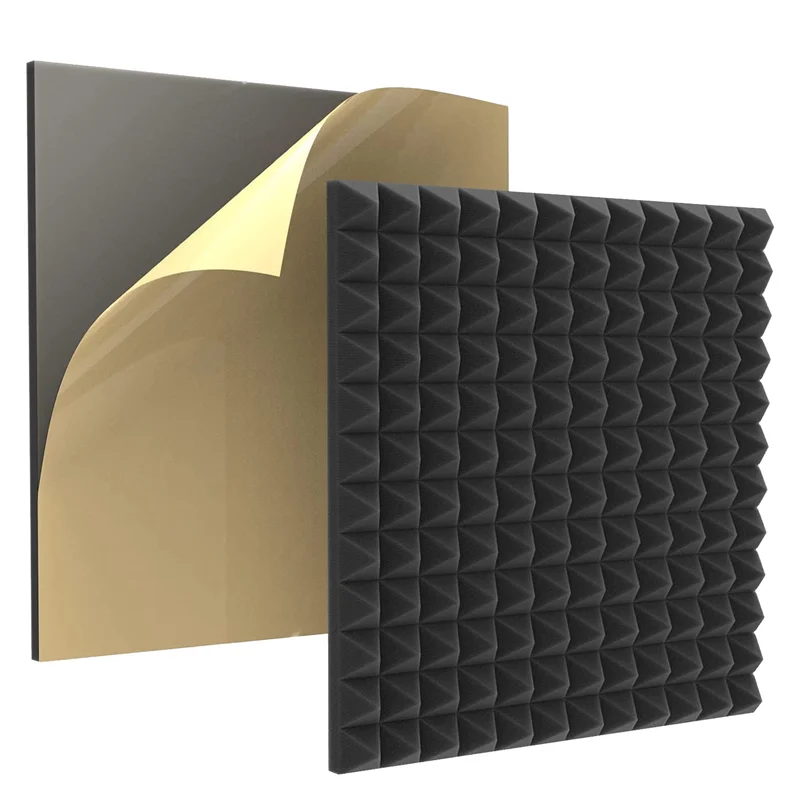 12 Pack Acoustic Foam Self-Adhesive Pyramid Foam,Sound Insulation Sound Absorber for Sound Studio, Office, Study, Home