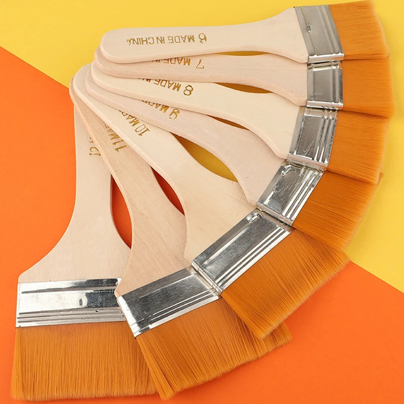 12Pcs/Set Wooden Handle Memory Nylon Bristle Paint Brush For Drawing Watercolor Paint Brushes Oil Painting Tool Set Art Supplies