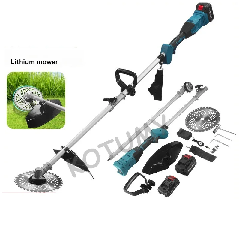 Electric Weed Mower Cordless Trimmer, Home Weed Eater Cutter, Rechargeable Handheld Lawn Mower with 2 Batteries