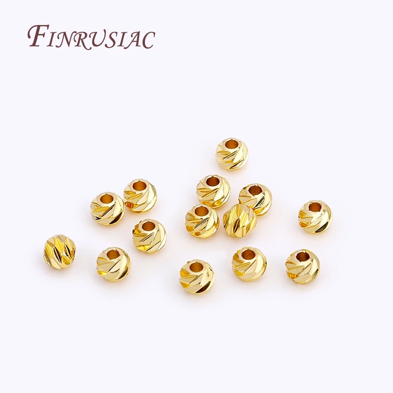 5 Sizes Round Spacer Beads 18K Gold Plated Brass Metal Beads Cut Pattern Separators Beads For DIY Handmade Jewelry Accessories